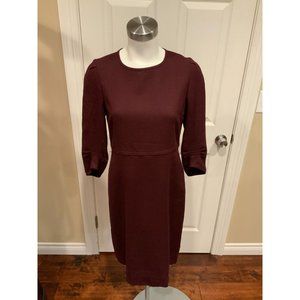 Isoude Burgundy Crepe Shift Dress w/ 3/4 Sleeve, Size 6